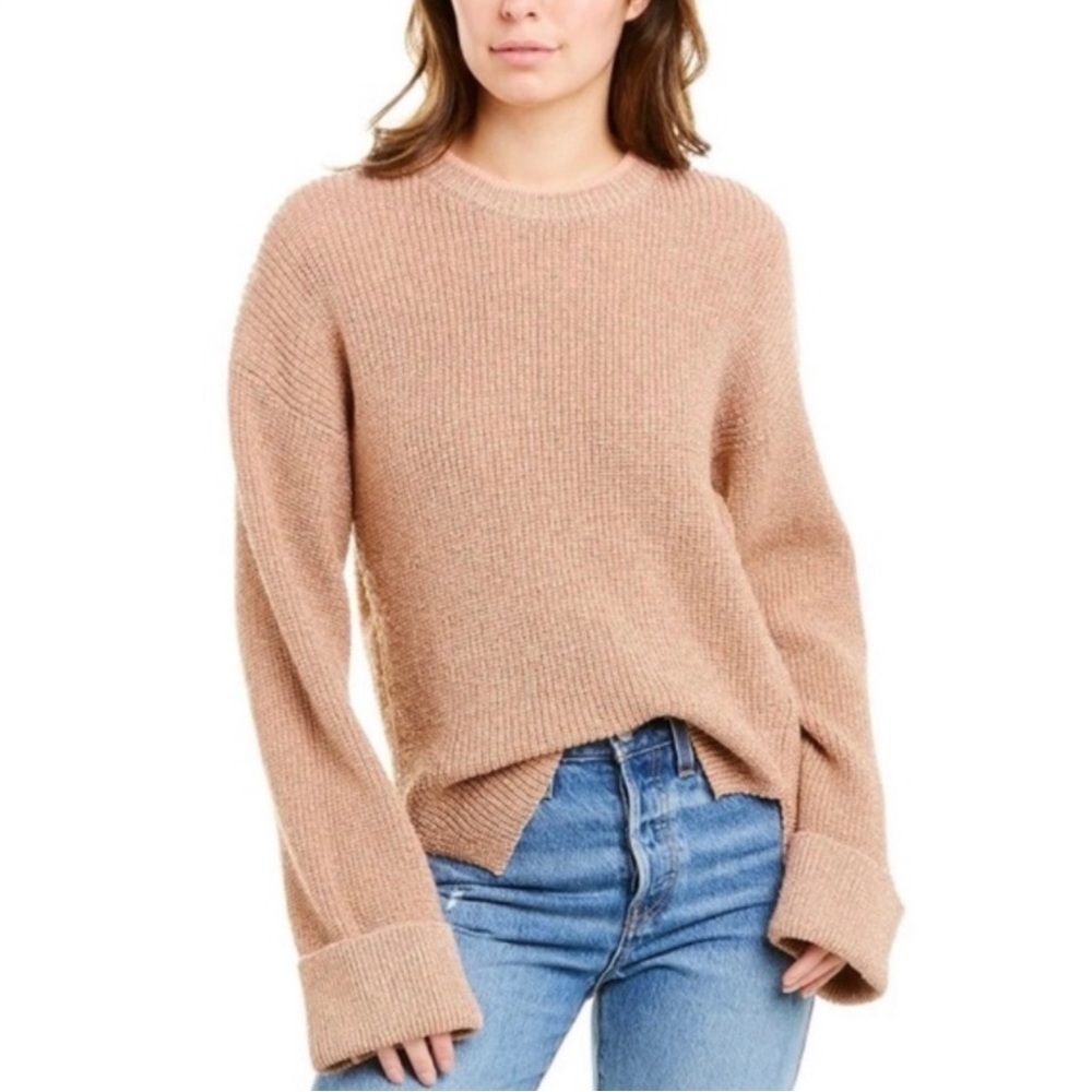 Joie Cicilia Balloon Sleeve metallic Popover Metallic Crew Neck Sweater Size XS